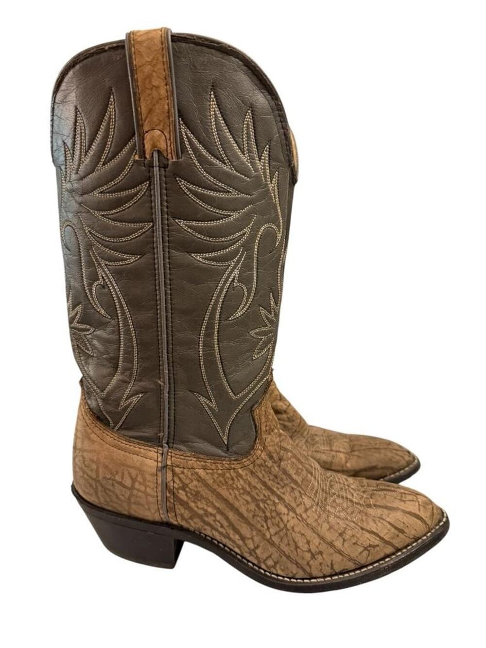 Durango Vintage Western Cowboy Boot Safari Exotic Embossed Leather Men size 8 D